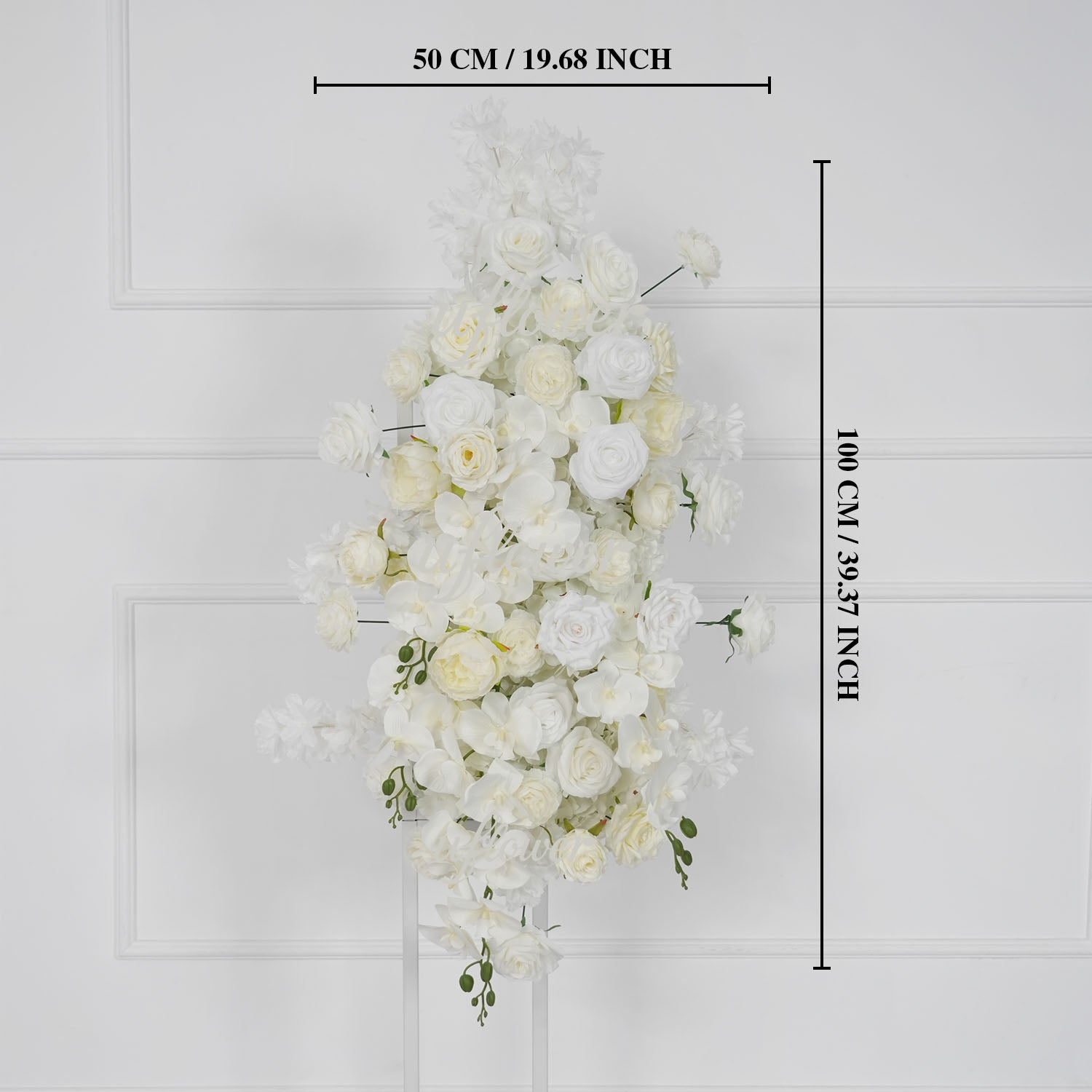 Uflower Artificial White Wedding KT Backdrop Flower Row Decor